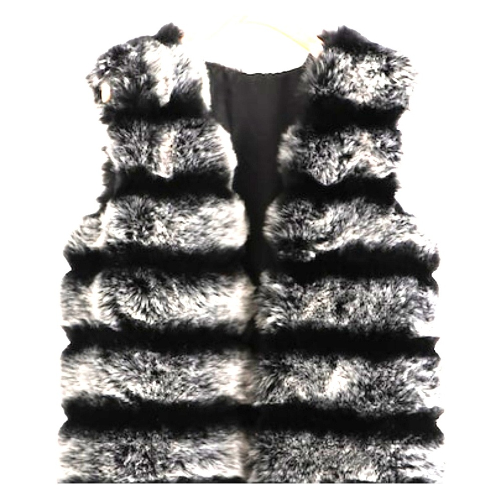 Womens Soft and Furry Silver and Black Vest